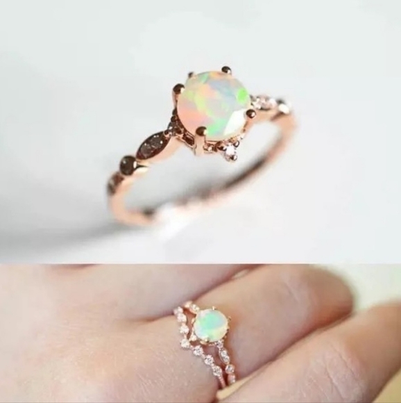 Opal 18k Rose Gold Sterling Silver Ring - Picture 2 of 6
